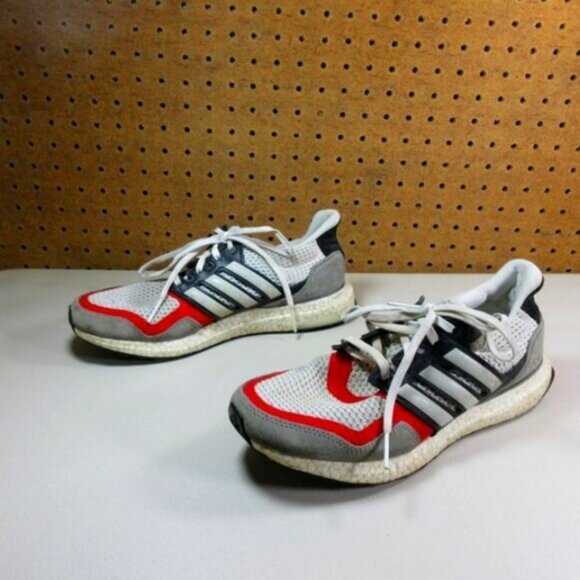 adidas mens gray red black UltraBoost 1.0 suede running shoes 8 M - Picture 1 of 6